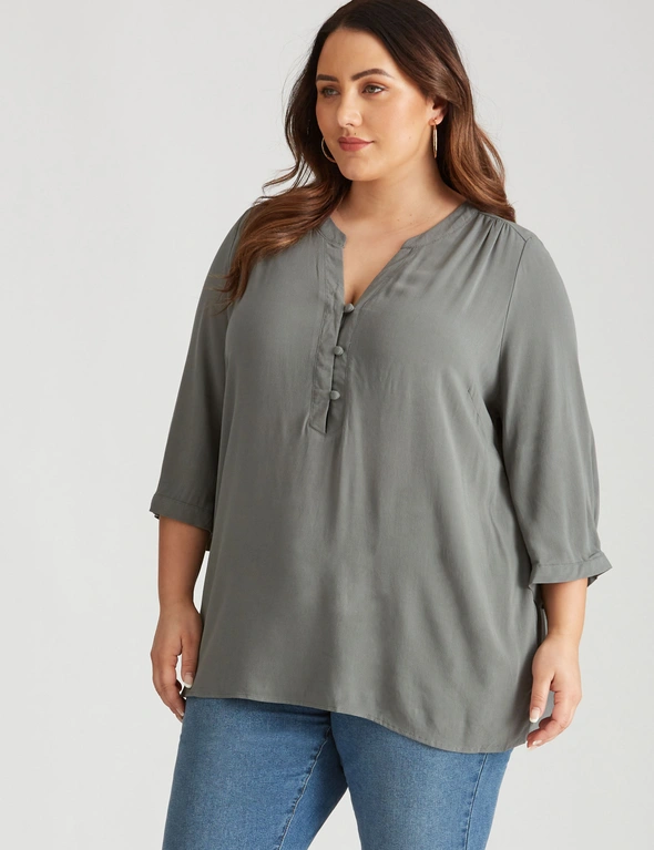 Beme Long Sleeve Tunic Button Up Shirt, hi-res image number null