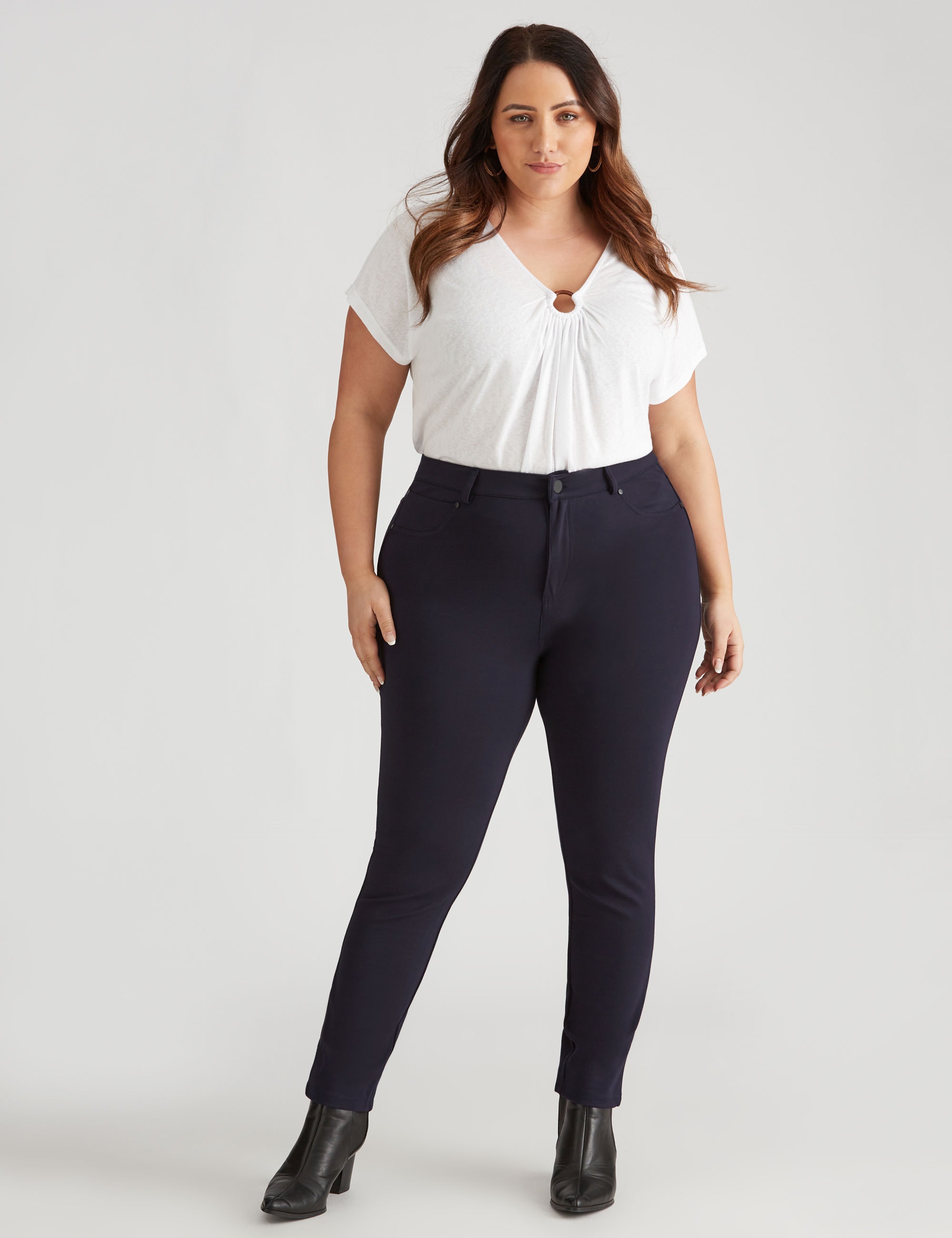 BeMe - Plus Size - Womens Pants - Regular Length Skinny Fly Front