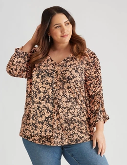 Beme Rouched Elbow Sleeve Top 