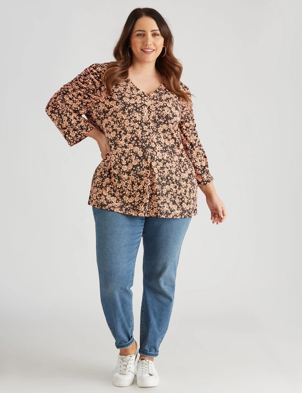 Beme Rouched Elbow Sleeve Top , hi-res image number null