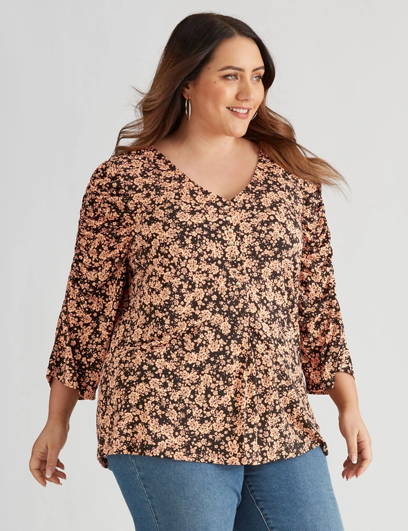 Beme Rouched Elbow Sleeve Top , hi-res image number null