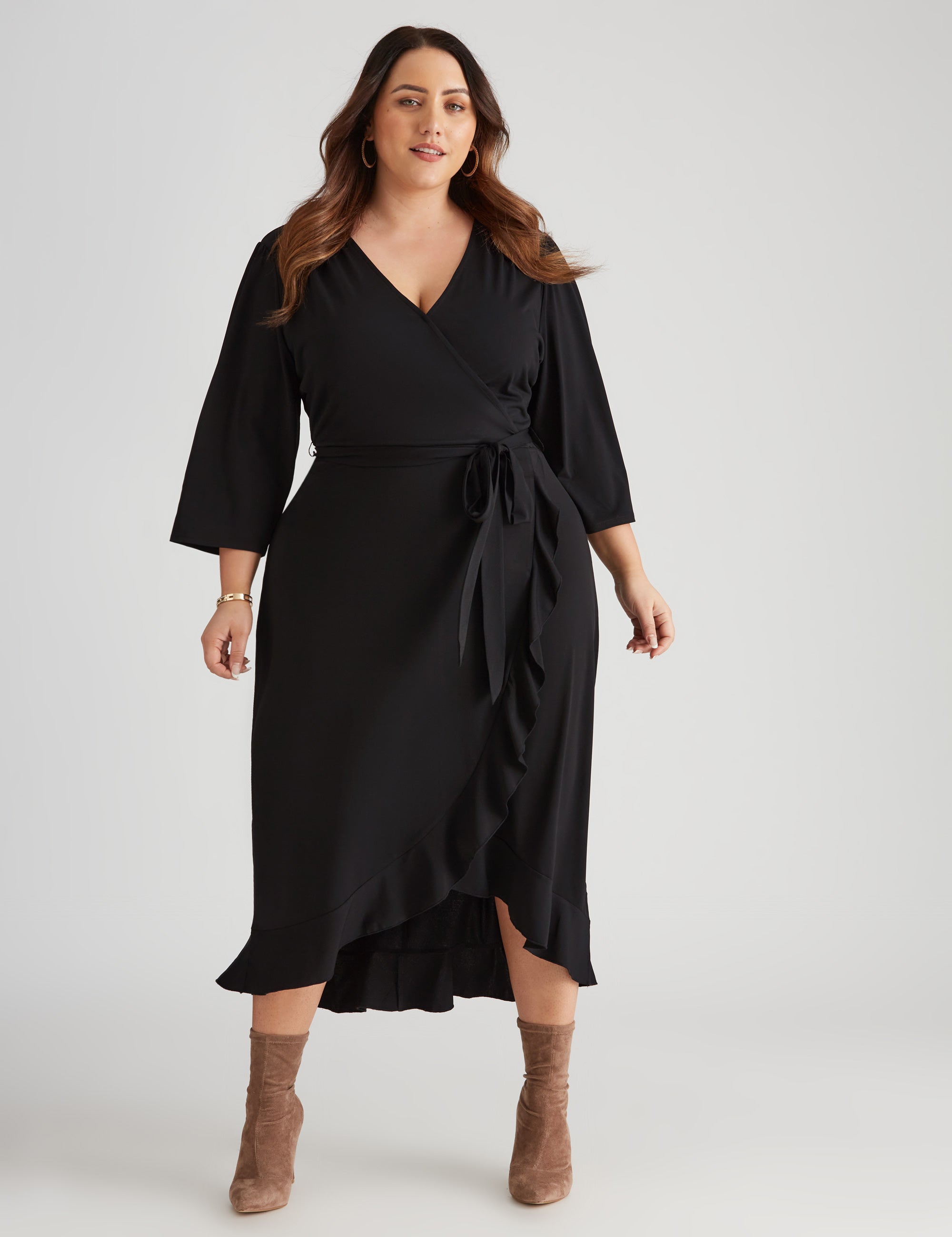 Beme Stetch Frill Wrap Dress | EziBuy Australia