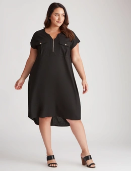 Beme Extended Sleeve Zipped Front Pocket Dress