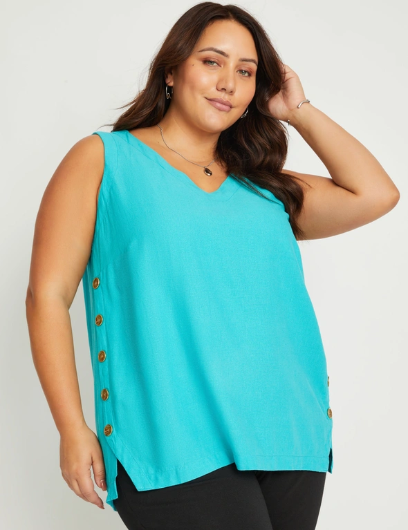 Beme Sleeveless Woven Side Button Top, hi-res image number null