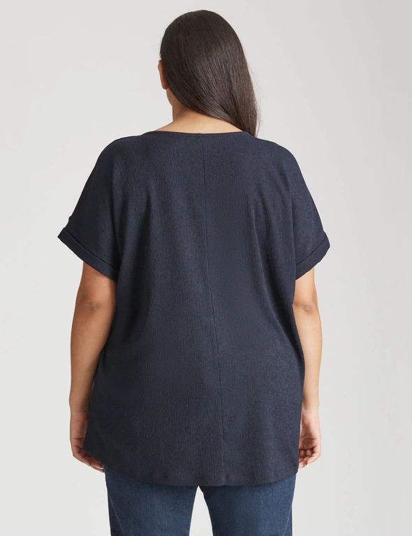 Beme Short Sleeve Button Textured Knitwear Top, hi-res image number null