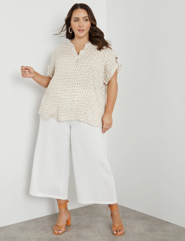 Beme Extended Sleeve Woven High Low Top, hi-res image number null