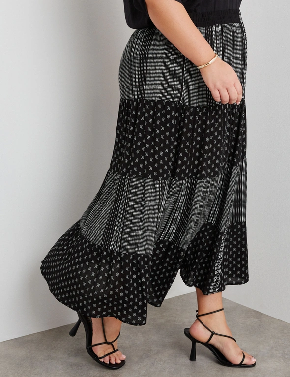 Beme Woven Tiered Beaded Maxi Skirt, hi-res image number null