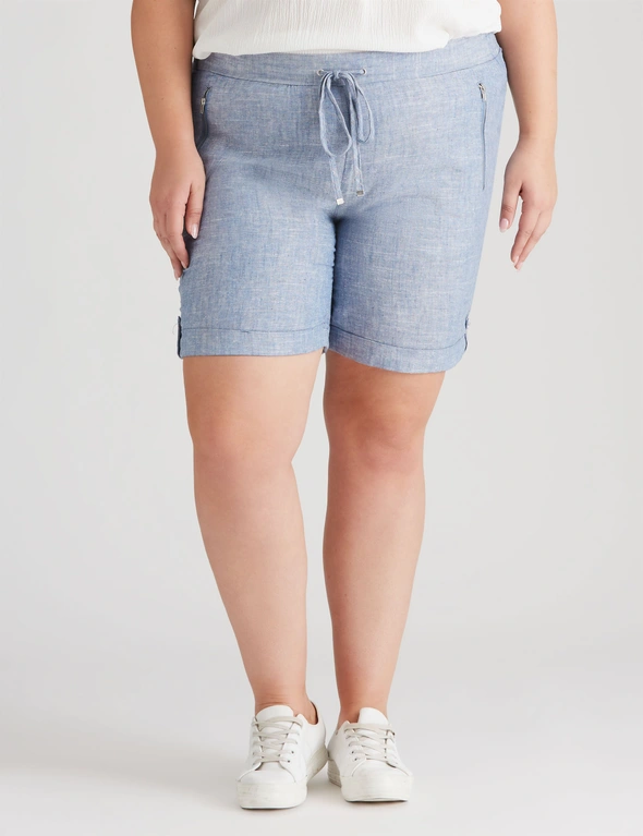 Beme Knee Length Stripe Linen Shorts, hi-res image number null