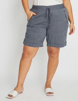 Beme Knee Length Stripe Linen Shorts