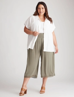 Beme Crop Length Woven Shirred Waist Pants