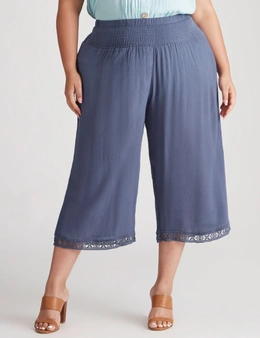 Beme Crop Length Woven Shirred Waist Pants