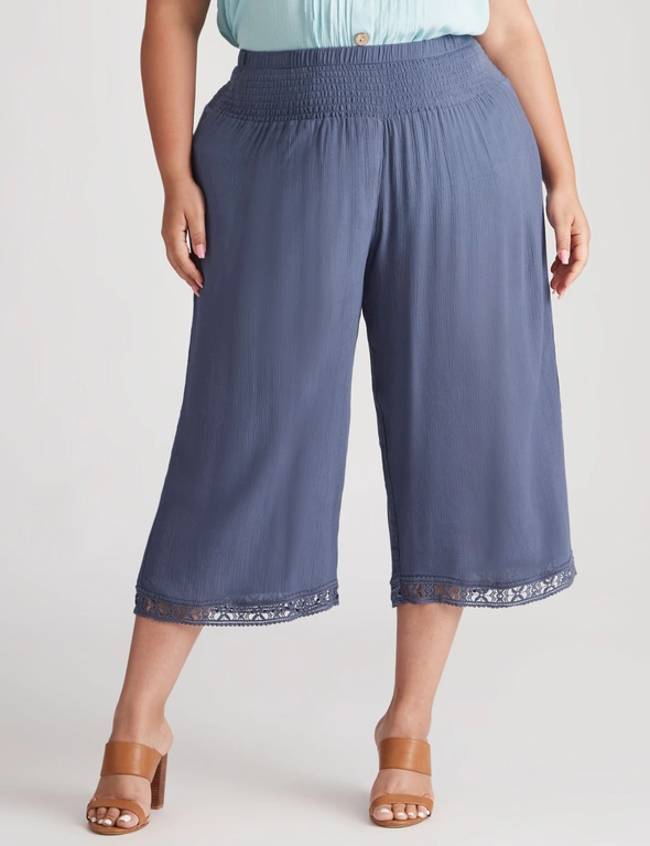 Beme Crop Length Woven Shirred Waist Pants, hi-res image number null