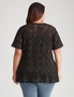 Beme Cap Sleeve Woven Embroidered Tie Neck Top, hi-res