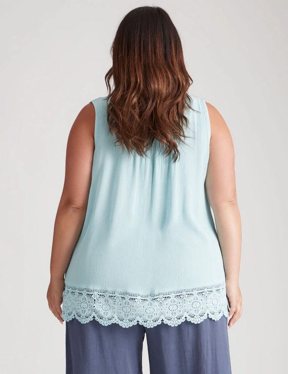 Beme Sleeveless Textured Woven Lace Detail Top, hi-res image number null