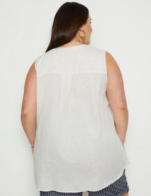 Beme Sleeveless Zipped Front Pocket Linen Shirt, hi-res image number null