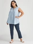 Beme Sleeveless Zipped Front Pocket Linen Shirt, hi-res