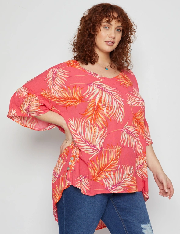 Beme Elbow Sleeve Woven Bar Tunic Top, hi-res image number null