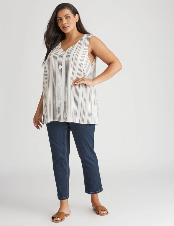 Beme Sleeveless Linen Button Front Top, hi-res image number null