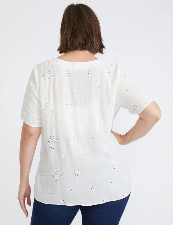 Beme Short Sleeve Woven Asymmetric Neck Top, hi-res image number null