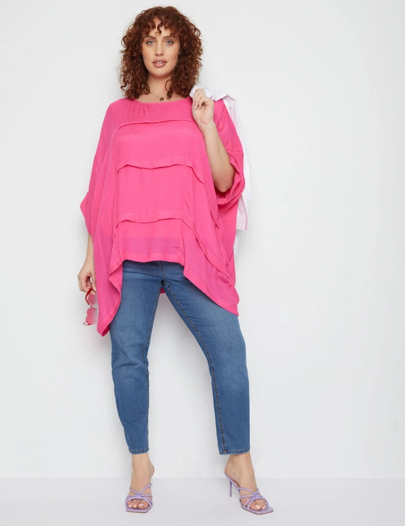Beme Elbow Sleeve Woven Pleat Front Top, hi-res image number null