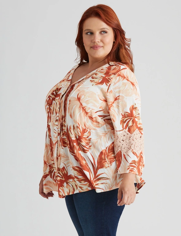 Lace-Inset Pintuck Top
