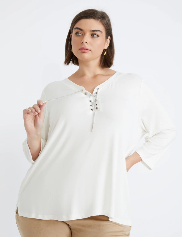 Beme 3/4 Sleeve Knitwear Chain Neck Top, hi-res image number null