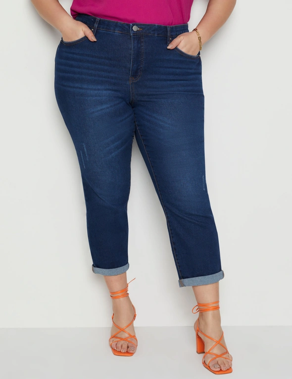Beme 7/8 Length Distressed Girlfriend Jeans, hi-res image number null