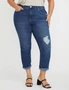 Beme 7/8 Length Girlfriend Distressed Denim Jeans, hi-res