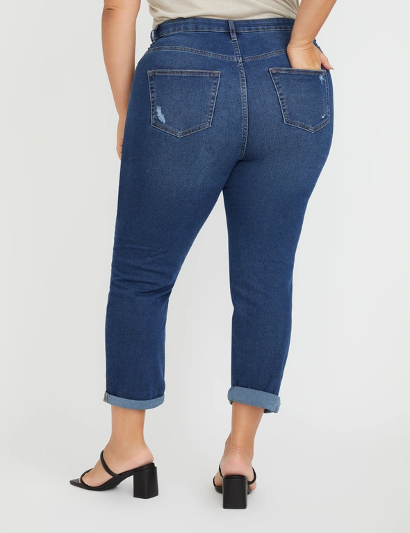Beme 7/8 Length Girlfriend Distressed Denim Jeans, hi-res image number null