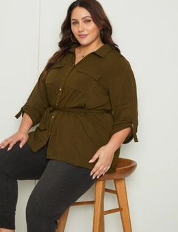 women plus size tops casual flowy shirts lace short sleeve tunics for  summer peplum blouses Army Green at  Women's Clothing store
