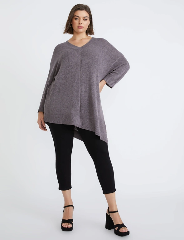 Beme Elbow Sleeve True Knitwear Asymmetric Zipped Top, hi-res image number null