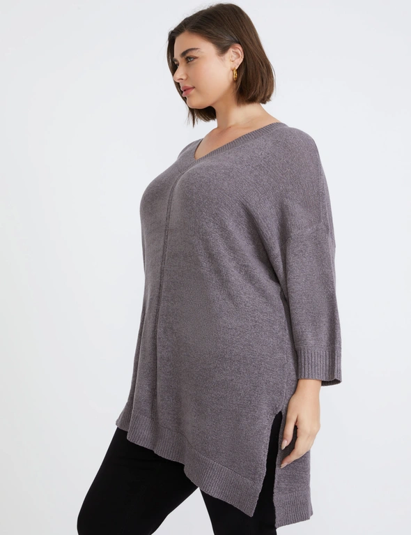 Beme Elbow Sleeve True Knitwear Asymmetric Zipped Top, hi-res image number null