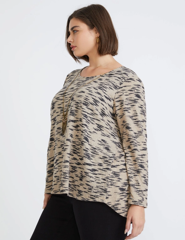 Beme Long Sleeve Faux Knitwear Necklace Top, hi-res image number null