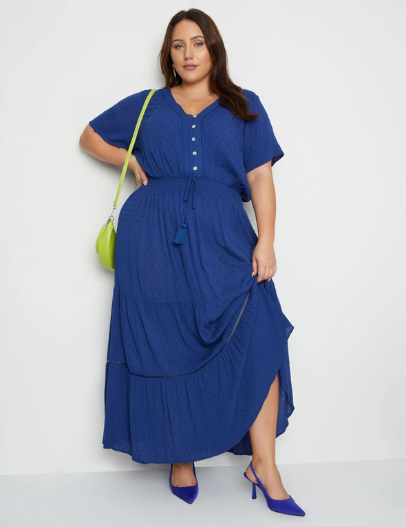 Beme 3/4 Sleeve Woven Lace Trim Maxi Dress | Katies Australia