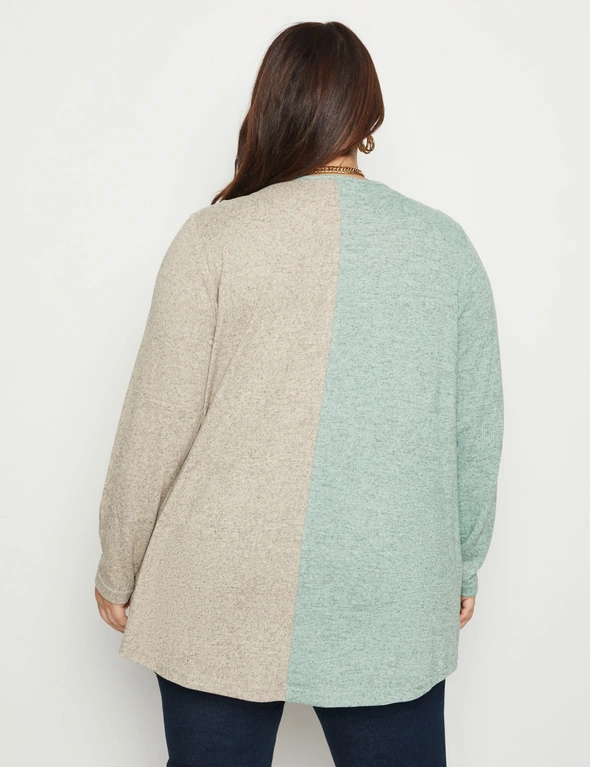 Beme Long Sleeve Contrast Colour Knitwear Look Top, hi-res image number null