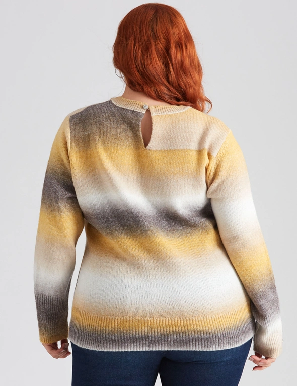 Beme Long Sleeve Ombre Diamante Button Jumper, hi-res image number null