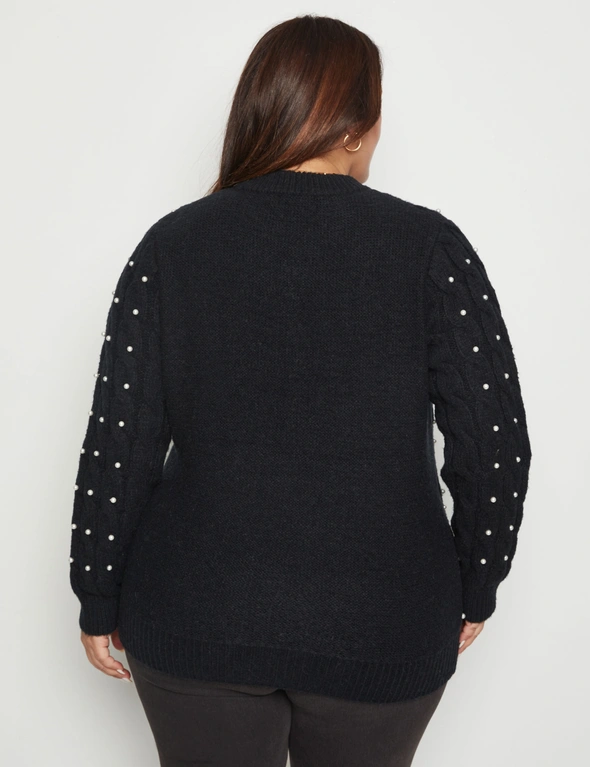 Beme Long Sleeve Pearl Cable Knitwear Jumper, hi-res image number null