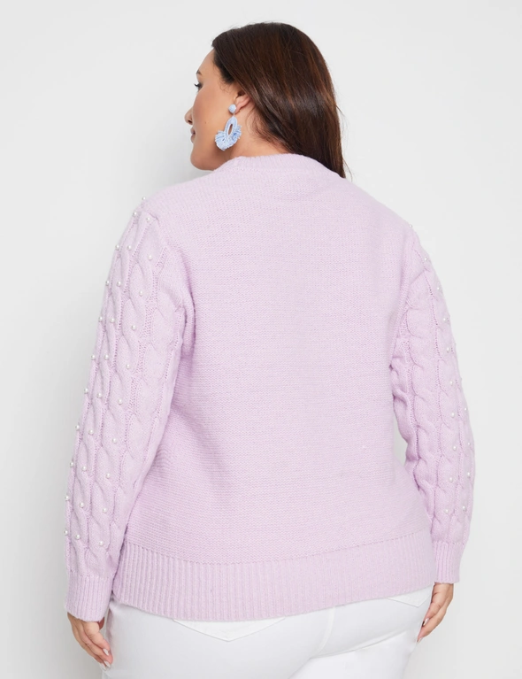 Beme Long Sleeve Pearl Cable Knitwear Jumper, hi-res image number null