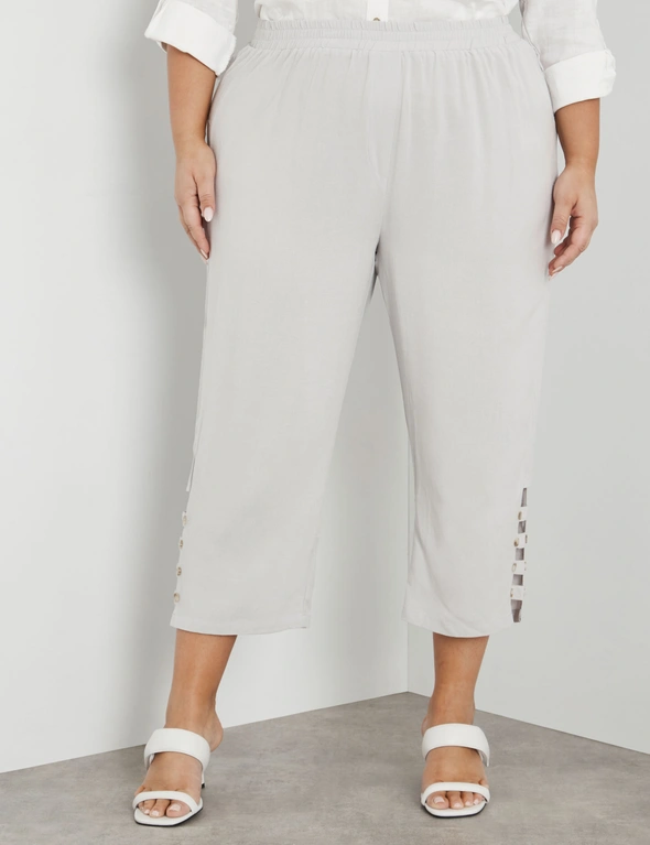 Beme Crop Pants With Button Side Ankle Detail, hi-res image number null