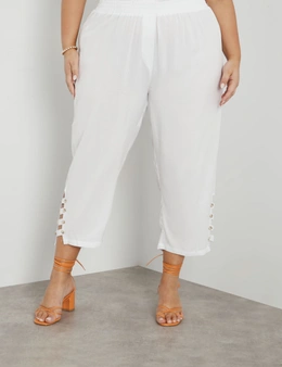 Beme Crop Pants With Button Side Ankle Detail