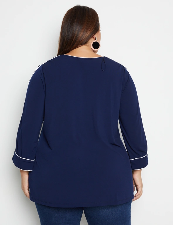 Beme Long Sleeve Piping Button Detail Knitwear Top, hi-res image number null