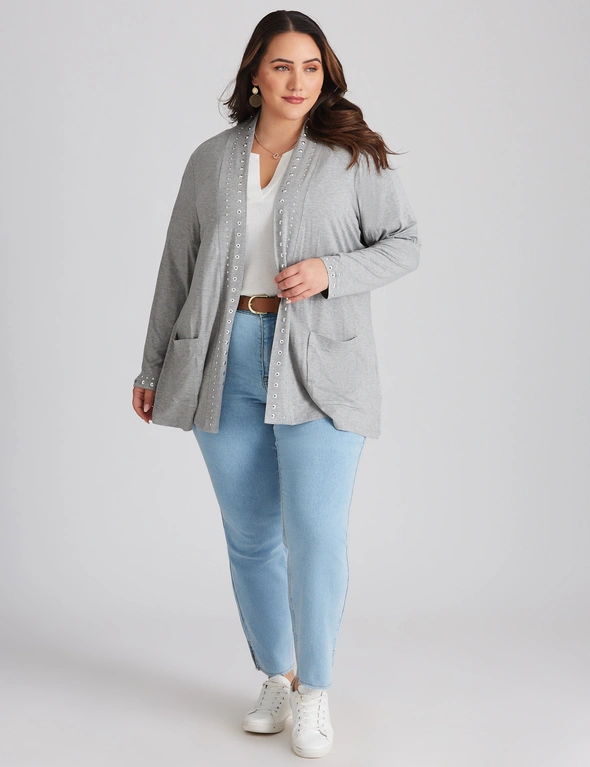 Beme Long Sleeve Nail Head Jersey Cardigan, hi-res image number null