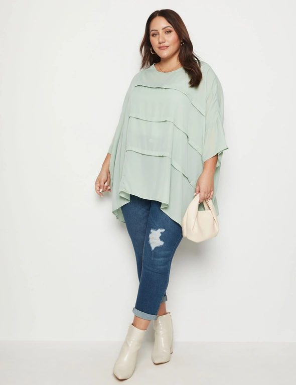 Beme Long Sleeve Woven Pleated Front Top, hi-res image number null