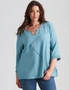Beme Long Sleeve Neck and Sleeve Detail Woven Top, hi-res
