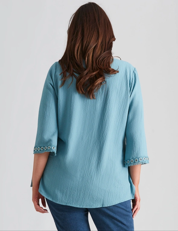 Beme Long Sleeve Neck and Sleeve Detail Woven Top, hi-res image number null