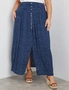 Beme Shirred Waist Button Detail Maxi Woven Skirt, hi-res