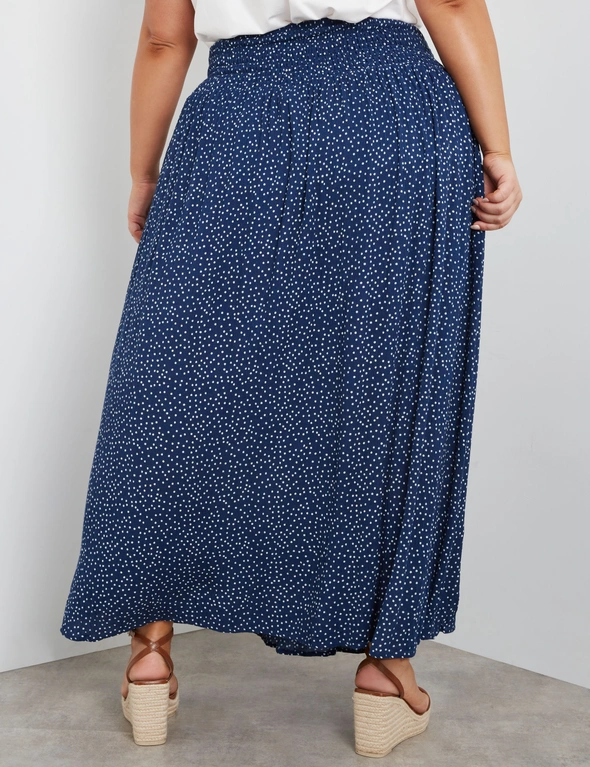Beme Shirred Waist Button Detail Maxi Woven Skirt, hi-res image number null