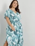 Beme Long Sleeve Shirred Waist Woven Midi Dress, hi-res