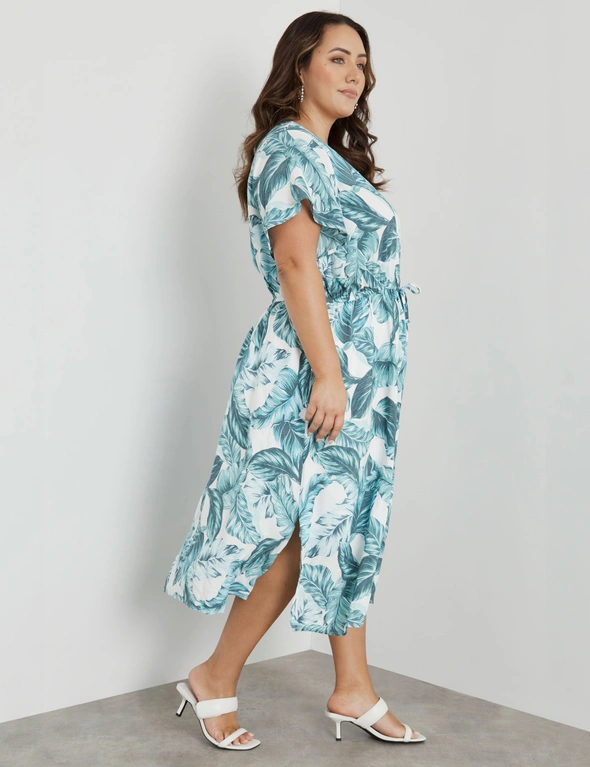 Beme Long Sleeve Shirred Waist Woven Midi Dress, hi-res image number null