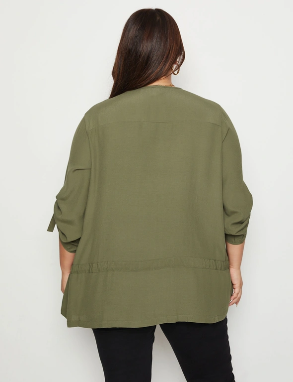 Beme Long Sleeve Military Style Woven Shirt, hi-res image number null